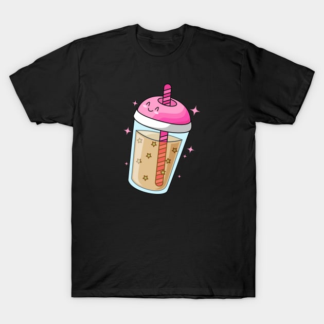 Cute Bubble Tea Design T-Shirt by BrightLightArts